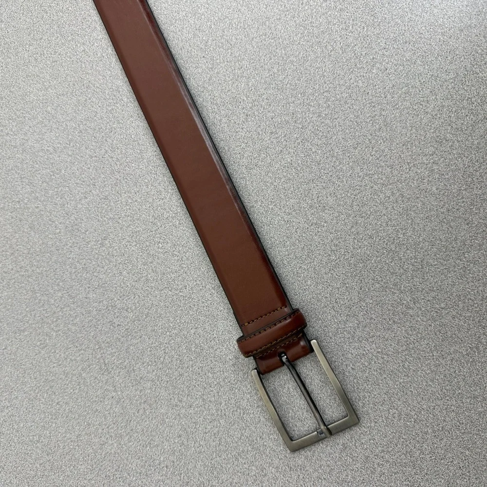 Florsheim Belt Mens 40 Brown Leather Square Buckle Dress FL5006-220-40